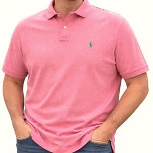 Polo Ralph Lauren Mens XL Custom Fit Short Sleeve Polo Shirt Heather Pink Cotton